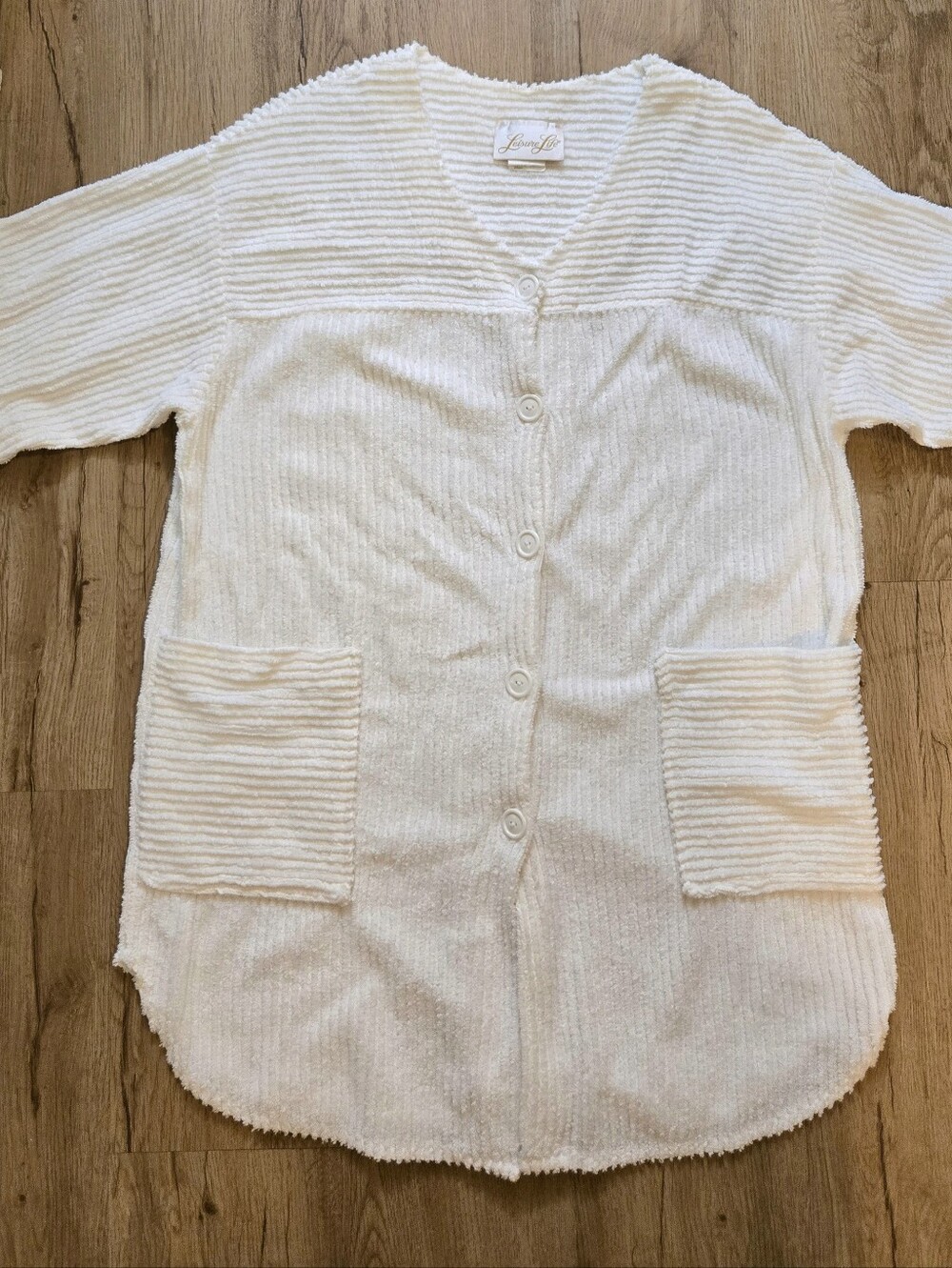 Chenille Terry VTG Leisure Life White House Robe Loungewear Swim Cover L